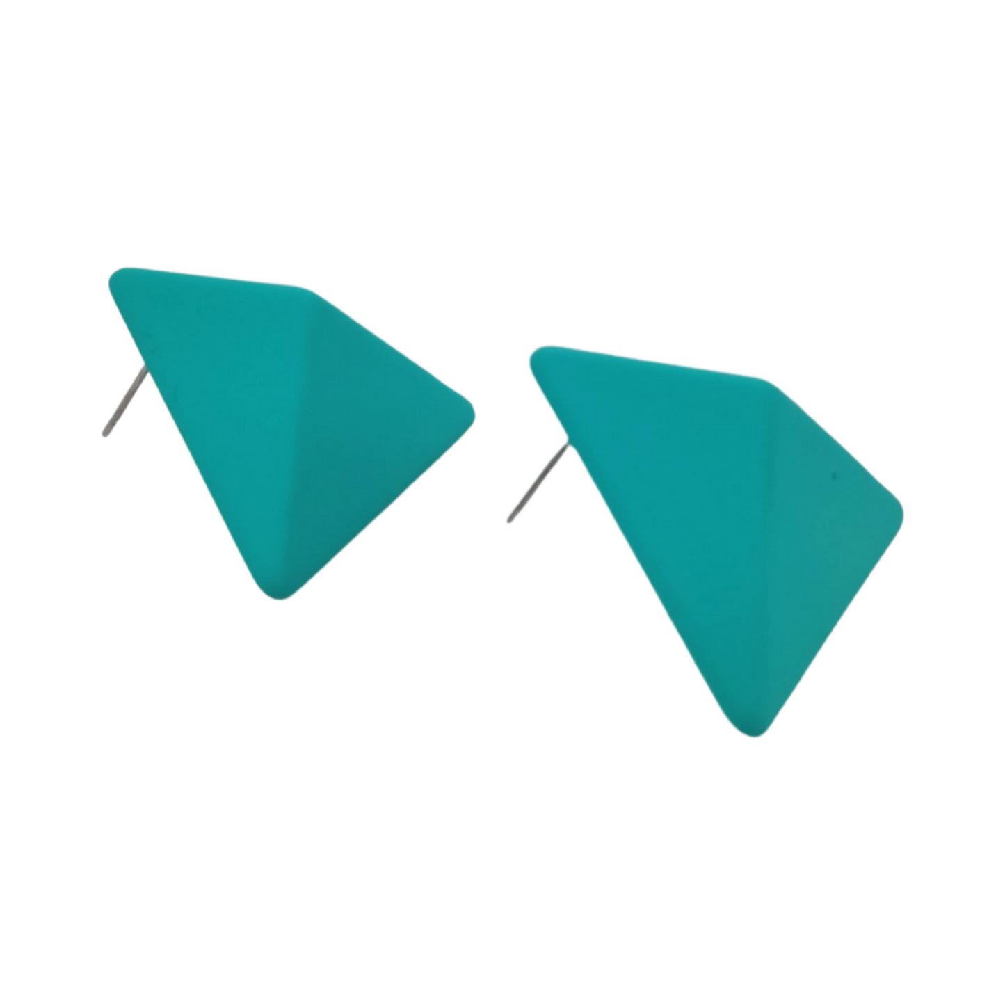 Cyan Triangle Earrings