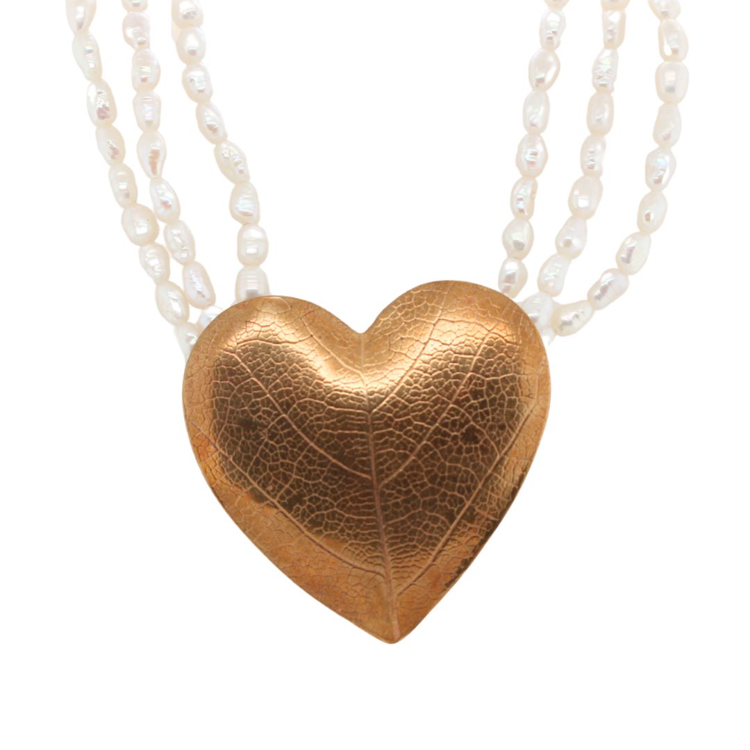 Brass Heart Leaf Necklace