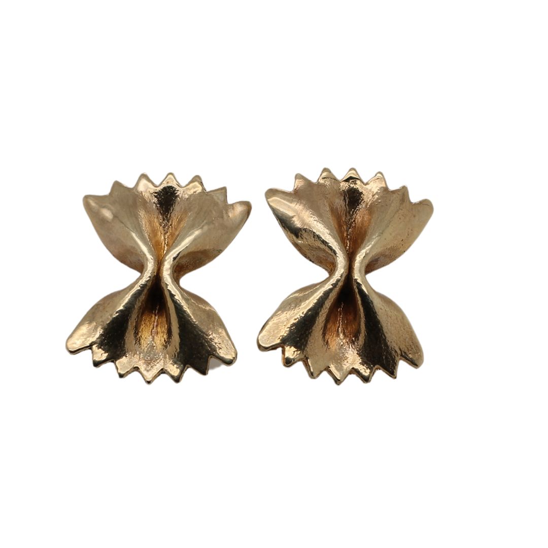 Brass Bow-Tie Pasta Earrings