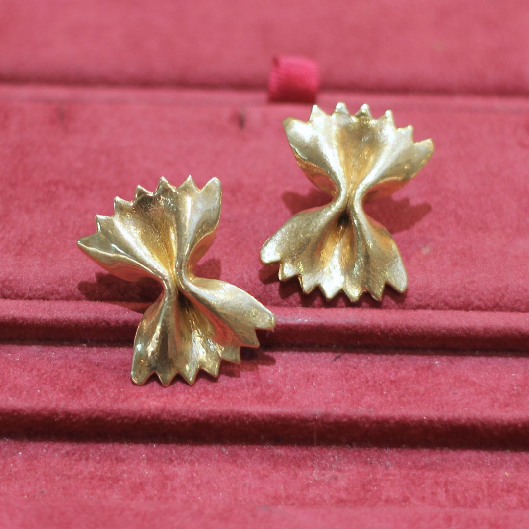 Brass Bow-Tie Pasta Earrings