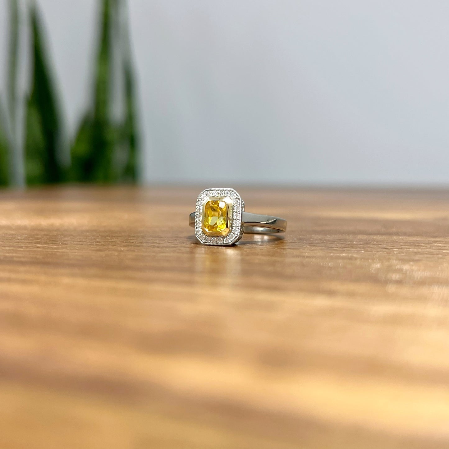 Yellow Sapphire Halo Ring