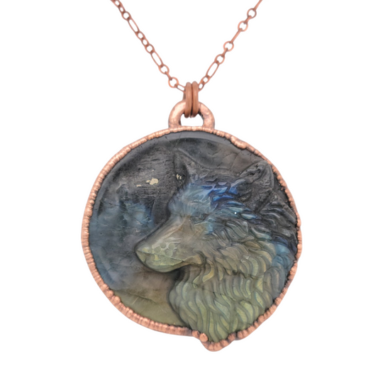 Labradorite Wolf Necklace