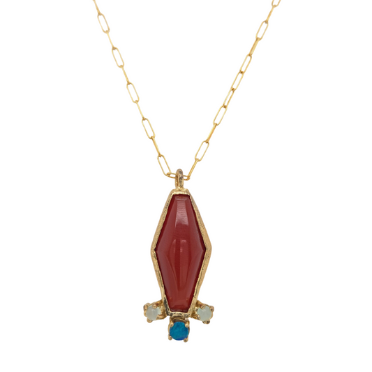 Carnelian Blue Opal Quartz Necklace