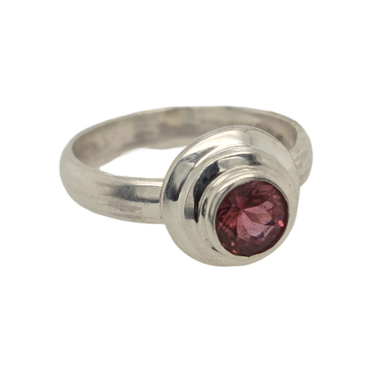 Pink Tourmaline Round Ring