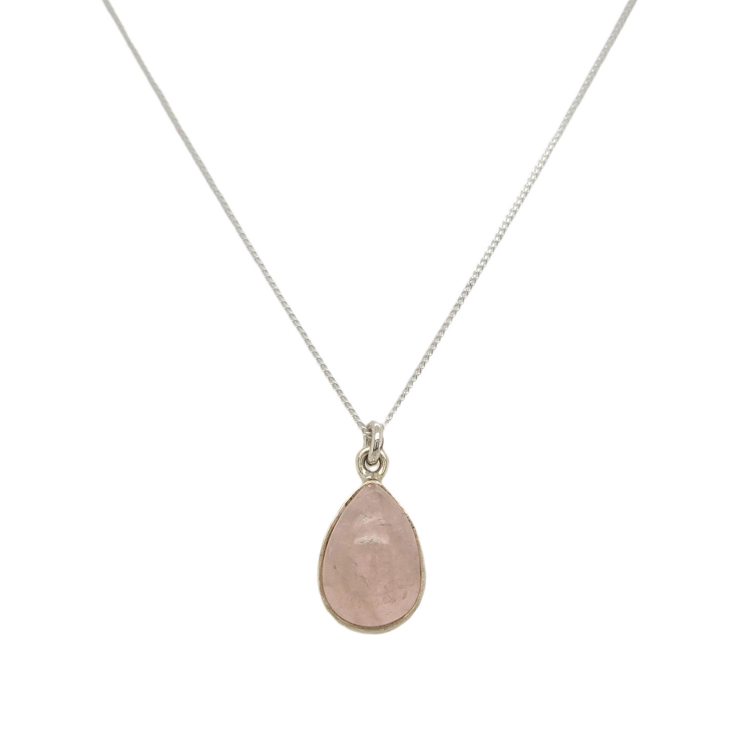 Pear Shaped Rose Quartz Necklace