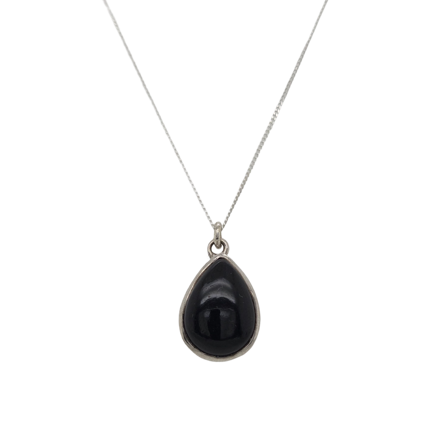 Small Pear Shaped Onyx Necklace