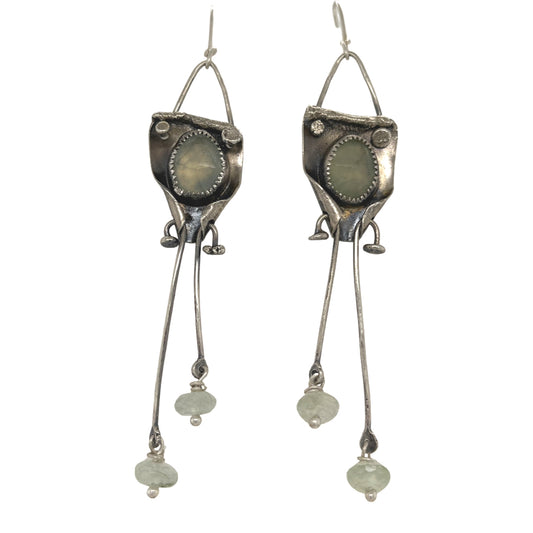 Nailhead Prehnite Earrings