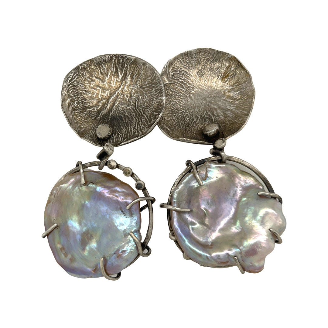 Oversized Coin Pearl Earrings